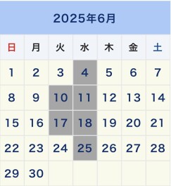 ６月　カレンダー